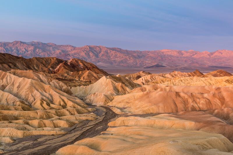 Colorful Sunrise over Zabriskie Point in Death Valley, California, United States