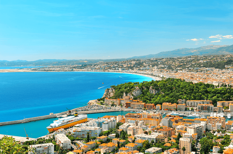Panoramic view of Nice, Mediterranean Sea, France, French riviera